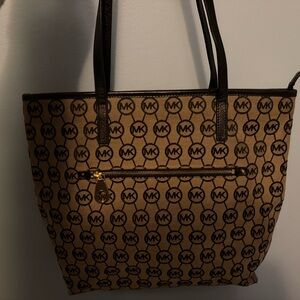 Michael Kors Tan and Black Logo Tote